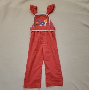 Vintage usa by thomas size 3 3t pink turtle cottagecore overalls spring easter